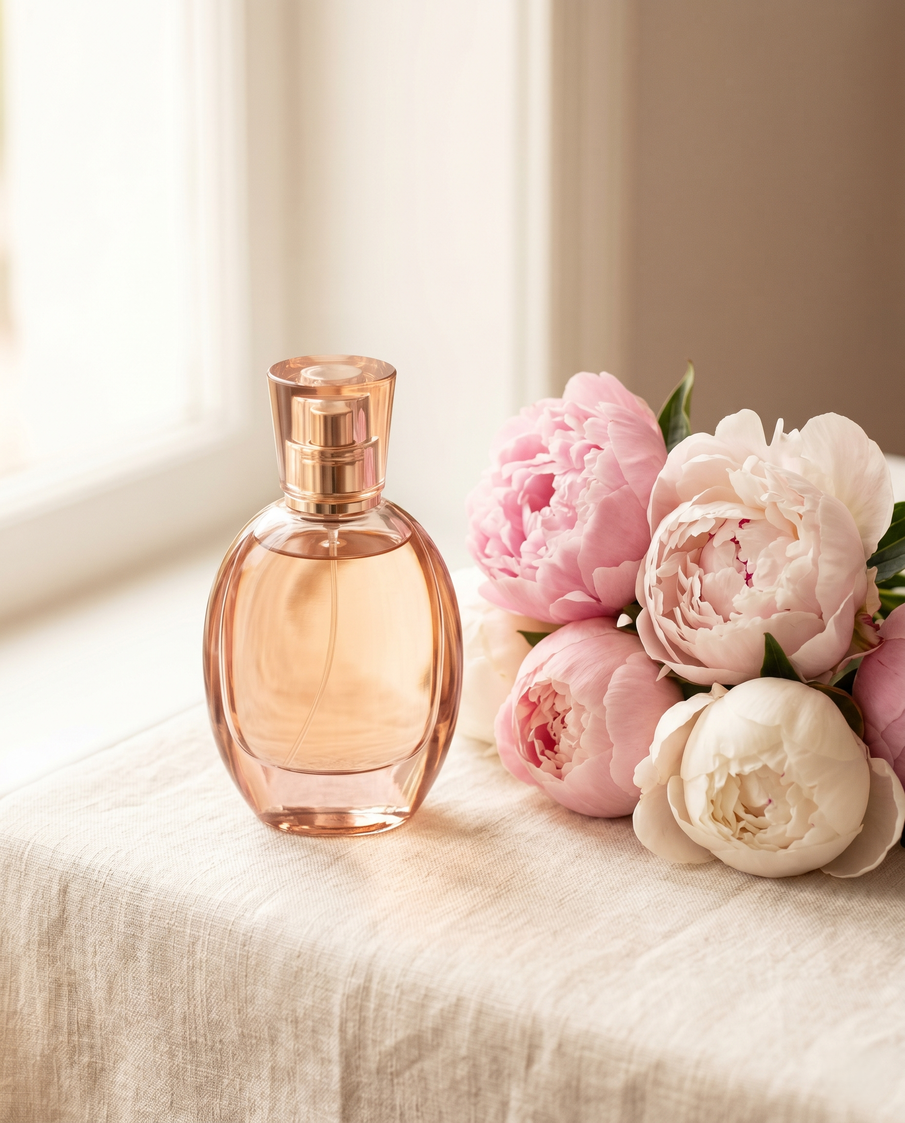 Moederdag cadeau: een parfumflesje met roze bloemen